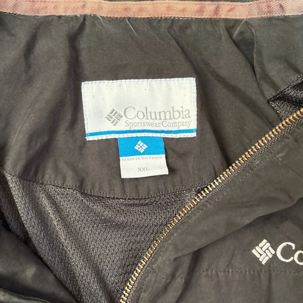 Columbia Windbreaker Jacket Mens Black Lightweight Full Zip Mesh Lined SIZE XXL